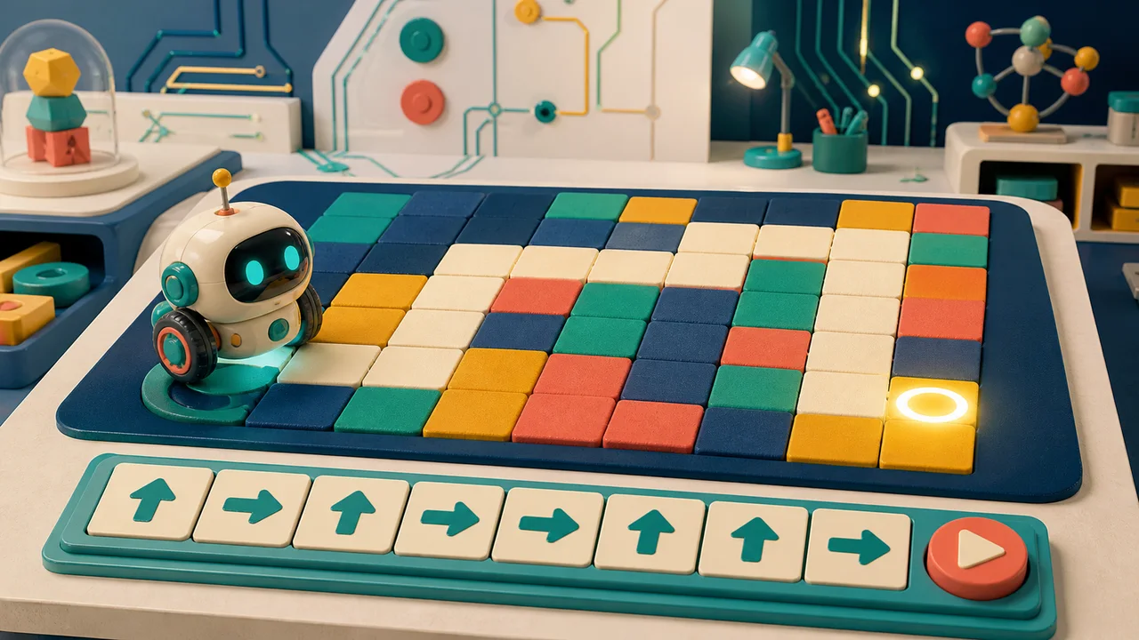 Illustrazione STEM per ThinkLab: guida il robot